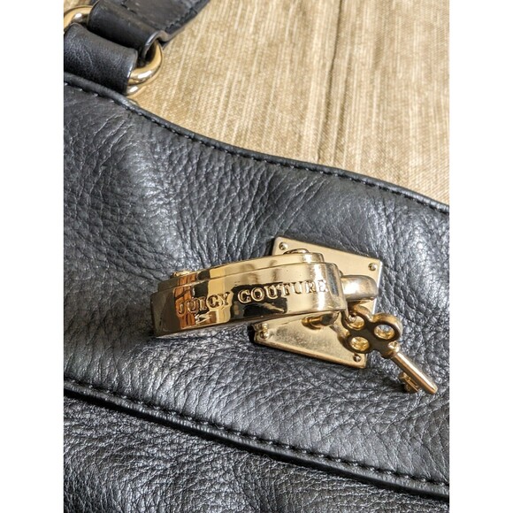 Juicy Couture Womens Black Leather Purse W/ Leopard Print Interior - Picture 3 of 16